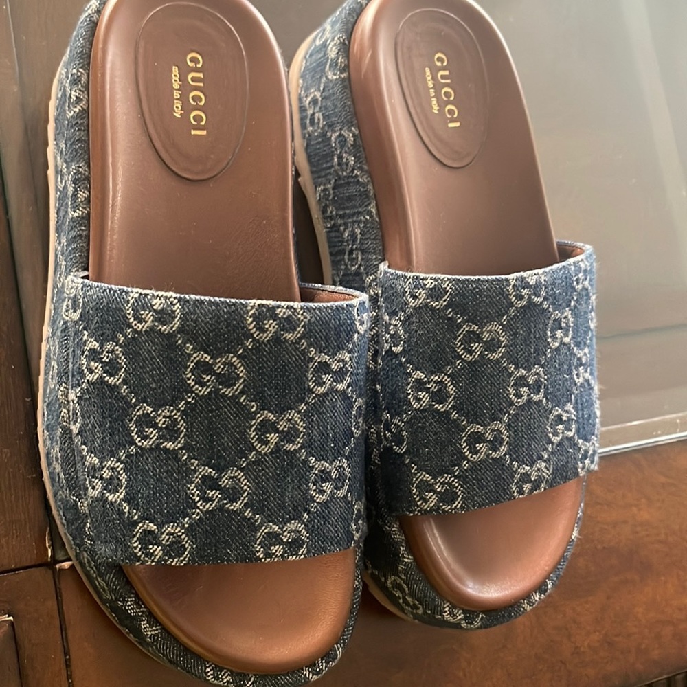 Denim Gucci platforms